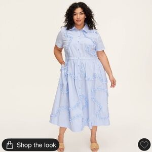 Ribbon Short Sleeve Midi Shirtdress- kate spade new york x Target Blue/White XXL